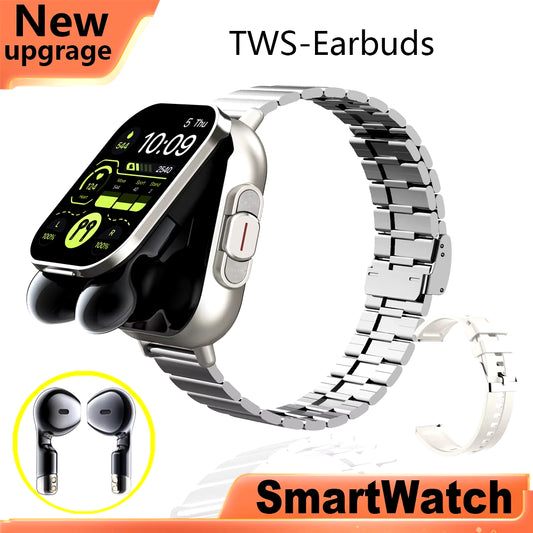 Montre connectée GPS TWS 2 en 1, Bluetooth, appels, fréquence cardiaque, pression artérielle, surveillance de la santé, écouteurs, lecture de musique